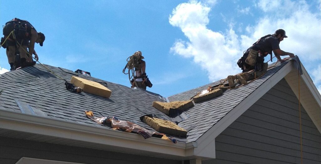 Semper Fi Roofers installing a asphalt roof in Waukesha, WI